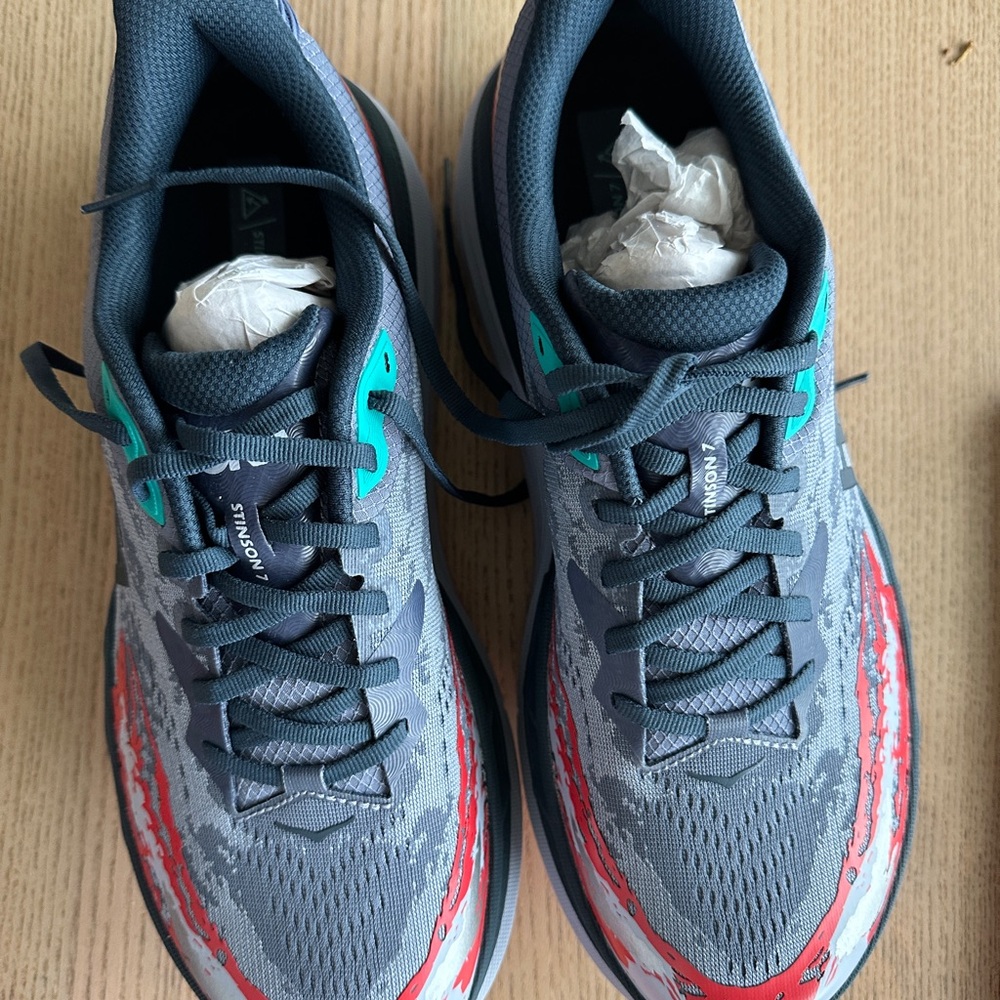 Hoka Charcoal and Crimson Athletic Shoes